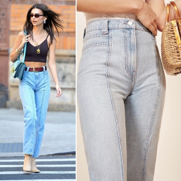 REFORMATION 70s Jean Skye Light Blue Straight Leg Retro Denim Size 24 - Picture 2 of 13